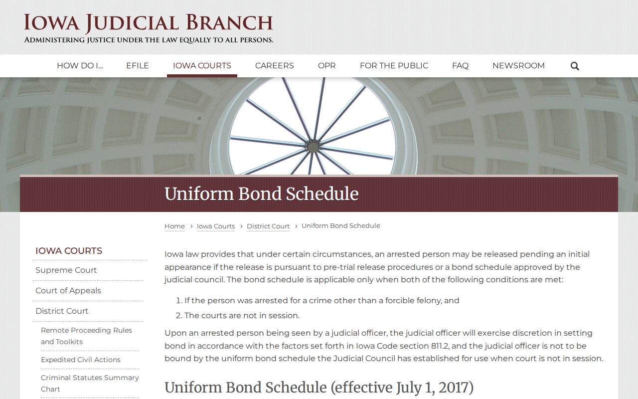 Black Hawk County bench warrant bond schedule caveat
