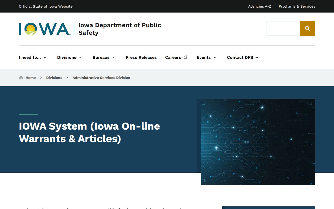 Restricted Iowa law-enforcement warrant system explanation