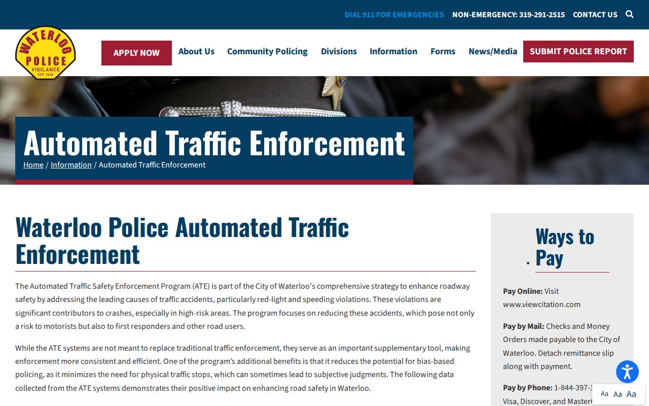 Waterloo civil automated traffic enforcement information