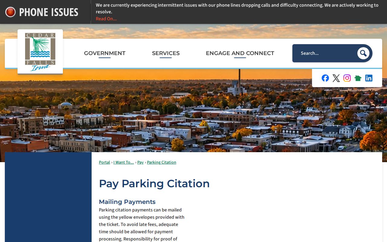 Cedar Falls city parking citation information