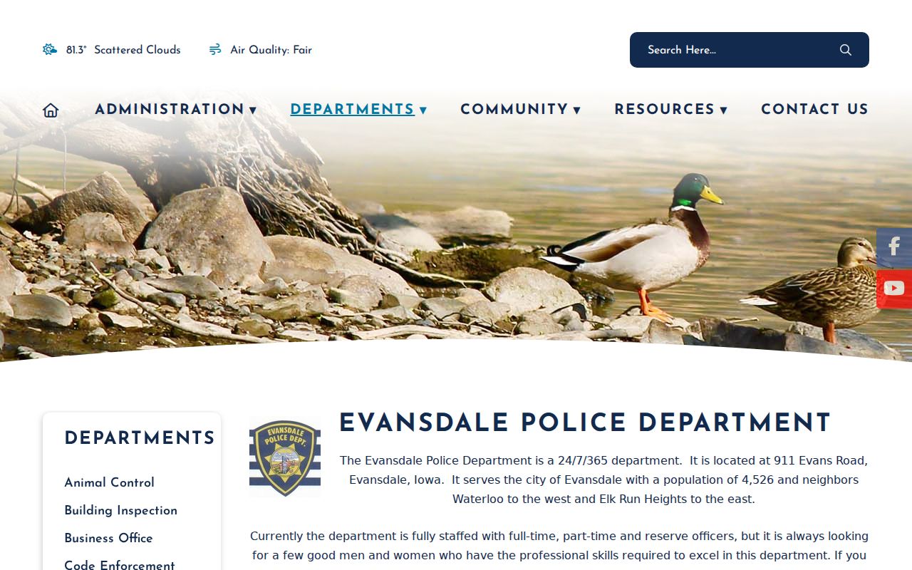 Evansdale warrant records contact at Evansdale Police Department