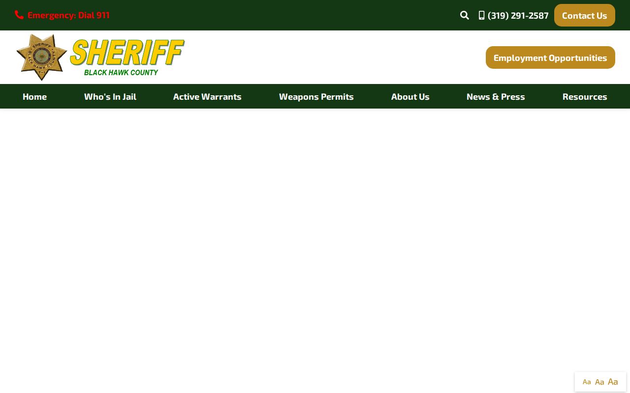 Black Hawk County active warrants links on the sheriff website